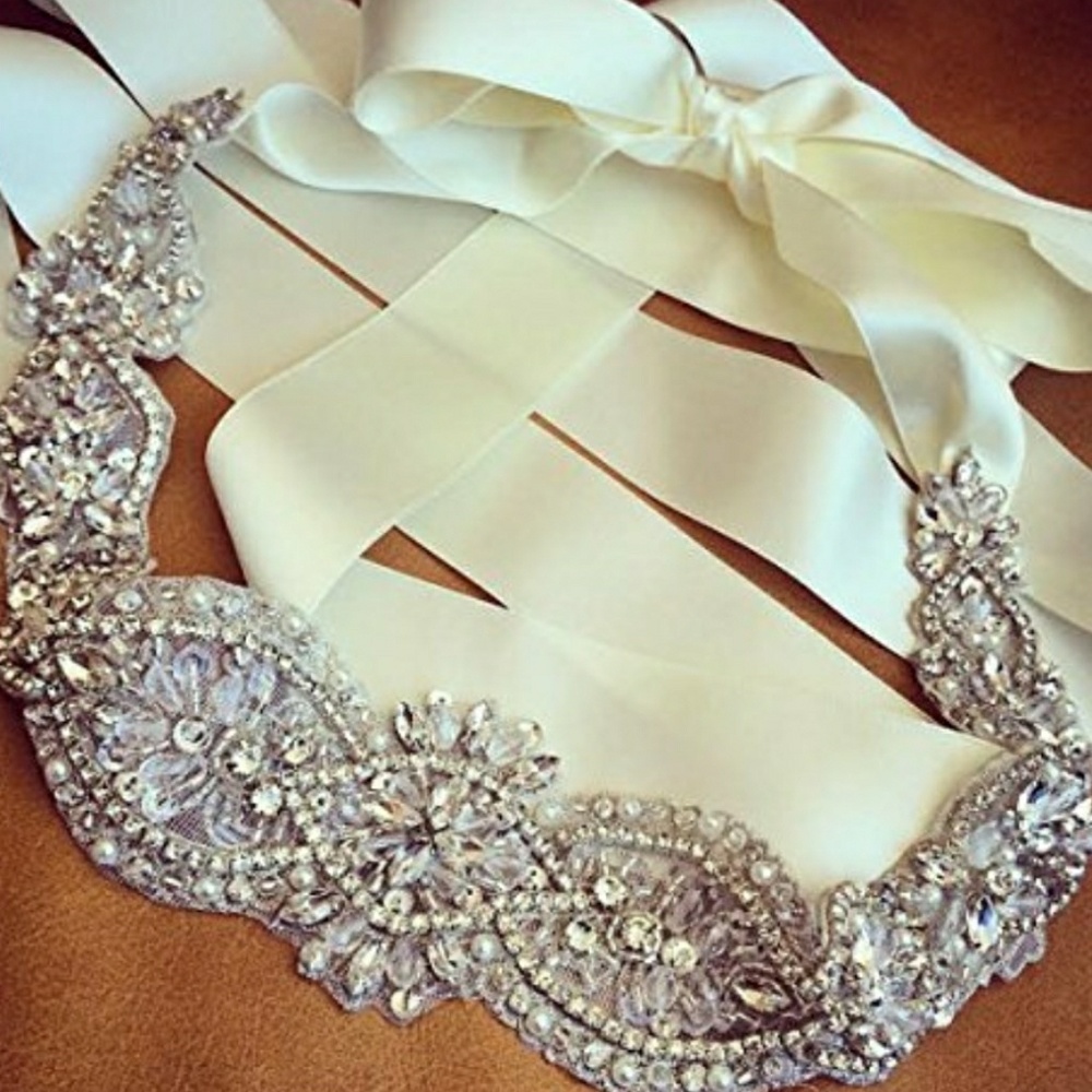 Ivory Rhinestone Bridal Belt or applique